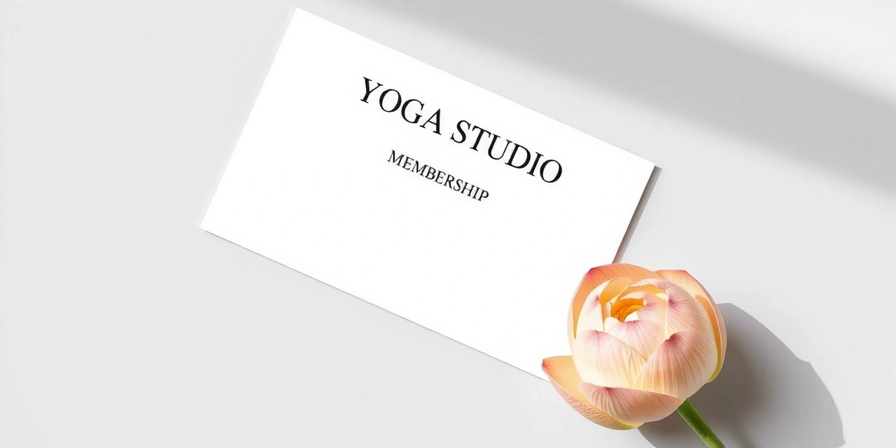 Yoga membership card and a fresh flower