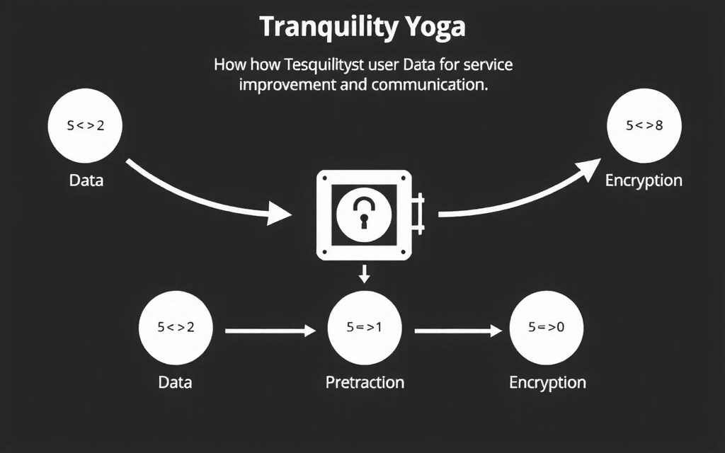 A diagram showing data flow with arrows pointing towards a secure vault, symbolizing how Tranquility Yoga uses and protects user data.